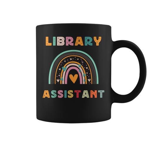 Library Assistant Funny Rainbow Reading Library Book Lover Graphic Print Coffee Mug - Bookorys
