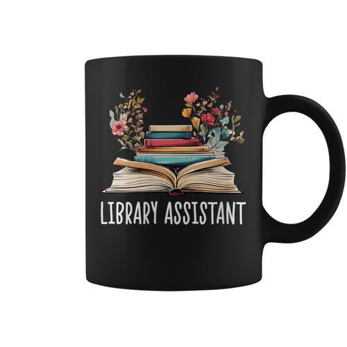 Library Assistant Messy Bun Library Book Reader Graphic Print Coffee Mug - Bookorys