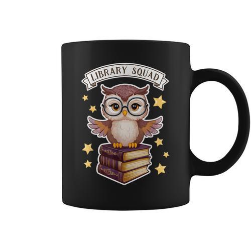 Library Squad Book Owl Wisdom Nerd Librarian Club Graphic Print Coffee Mug - Bookorys AU