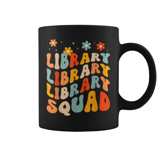 Library Squad Team Librarian Teacher Book Lover Retro Groovy Graphic Print Coffee Mug - Bookorys AU