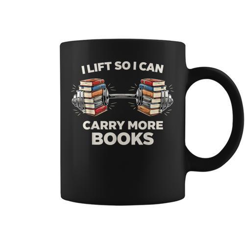Lift So I Can Carry More Books Readers Retro Books Barbell Graphic Print Coffee Mug - Bookorys AU