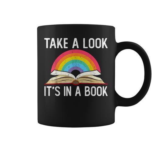 Take A Look Its In A Book Rainbow Reading Bookworm Book Graphic Print Coffee Mug - Bookorys UK