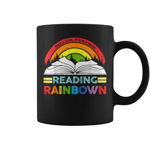 Take A Look It's In A Book Reading Retro Rainbow Vintage Graphic Print Coffee Mug - Bookorys AU