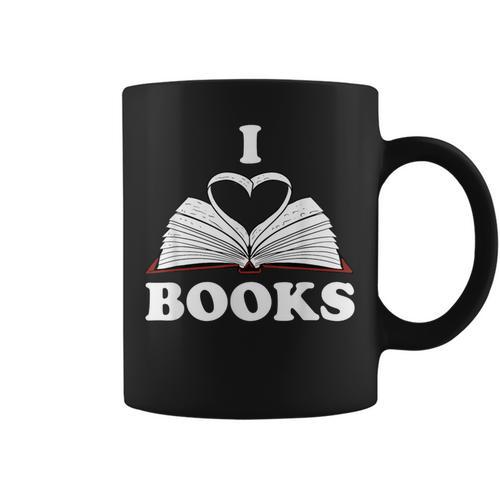 I Love Books Shirt Graphic Print Coffee Mug - Bookorys