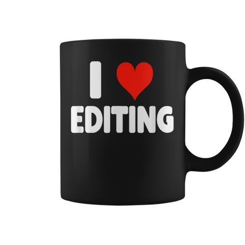 I Love Editing Heart Movie Film Newspaper Journalism Book Graphic Print Coffee Mug - Bookorys
