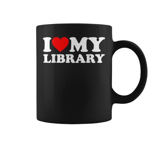 I Love My Library Heart For Book Lovers Readers Librarian Graphic Print Coffee Mug - Bookorys UK