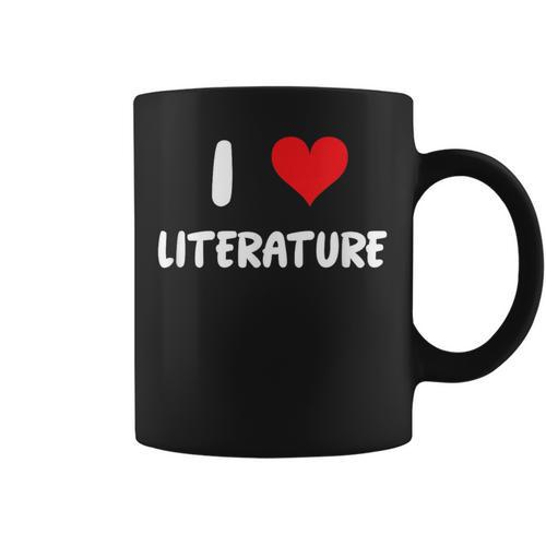 I Love Literature Heart Books Writing Reading Read Write Graphic Print Coffee Mug - Bookorys