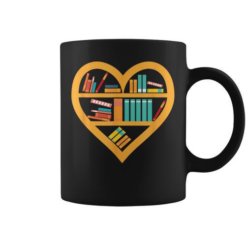 I Love Reading Heart Love Books Reading Club Graphic Print Coffee Mug - Bookorys