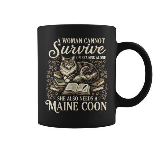 Maine Coon Mom Book Lover Reading Cat Bookworm Graphic Print Coffee Mug - Bookorys DE