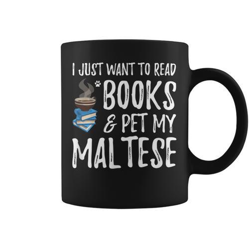 Maltese Avid Book Reader Dog Mom For Men Women Graphic Print Coffee Mug - Bookorys