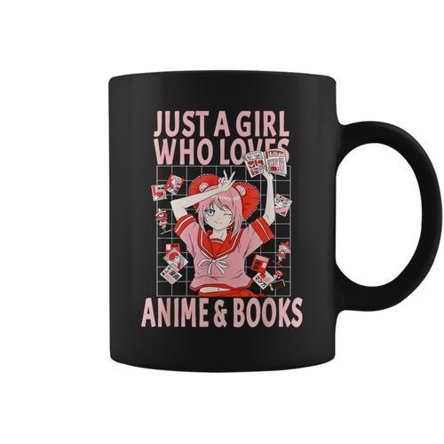 Manga Anime Stuff Just A Girl Who Loves Anime And Books Graphic Print Coffee Mug - Bookorys AU