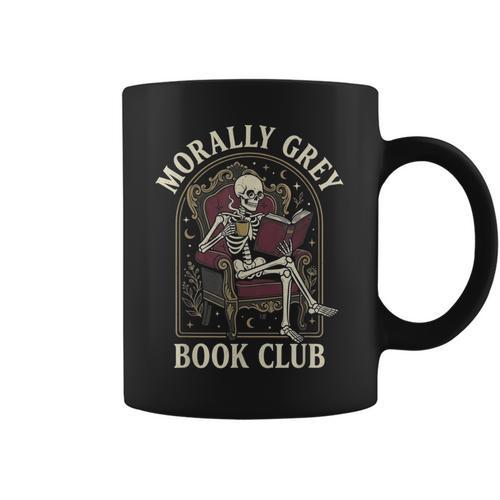 Morally Grey Book Club Skeleton Romantasy Reader Graphic Print Coffee Mug - Bookorys CA