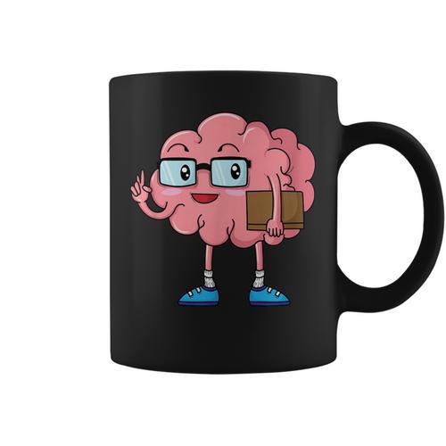 Nerd Brain With Book And Glasses Graphic Print Coffee Mug - Bookorys