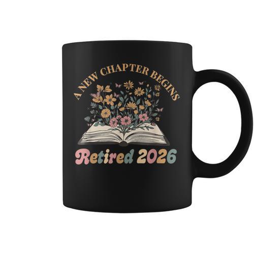 A New Chapter Begins Retirement Floral Book Retired 2026 Graphic Print Coffee Mug - Bookorys AU