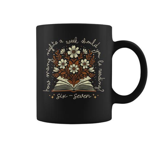 How Many Nights Reading 67 English Teacher Floral Book Lover Graphic Print Coffee Mug - Bookorys