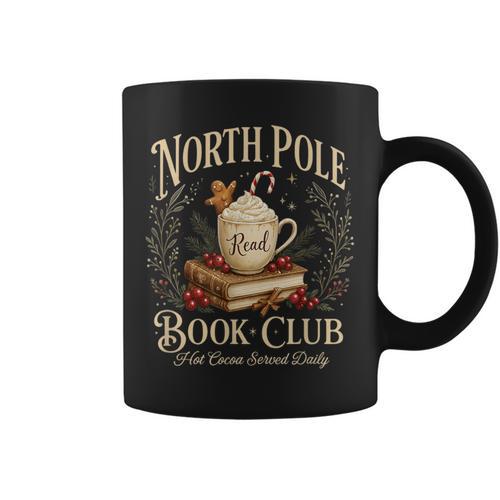 North Pole Book Club Christmas Reading Hot Cocoa Graphic Graphic Print Coffee Mug - Bookorys DE