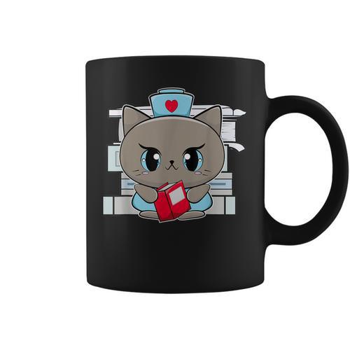 Nurse Cat Anime Feline Book Men Women Kids Graphic Print Coffee Mug - Bookorys AU