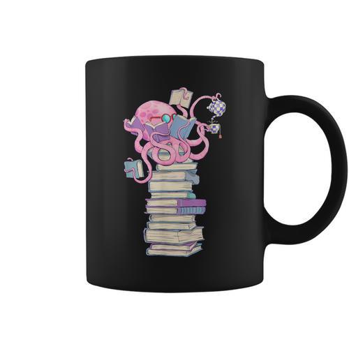 Octopus Bookworm Fun Reading Tee For Book Lovers Graphic Print Coffee Mug - Bookorys CA