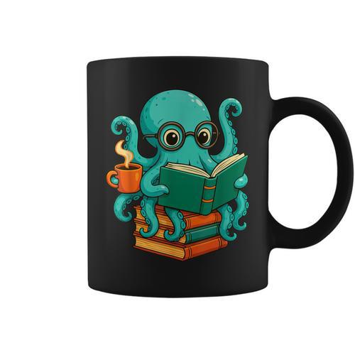 Octopus Reading Book Reading Bookworm Reader Graphic Print Coffee Mug - Bookorys DE