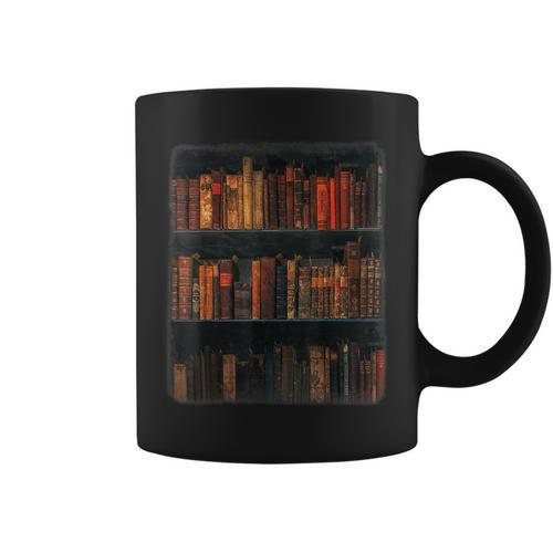 Old Books On Vintage Bookshelves Dark Academia Aesthetic Graphic Print Coffee Mug - Bookorys