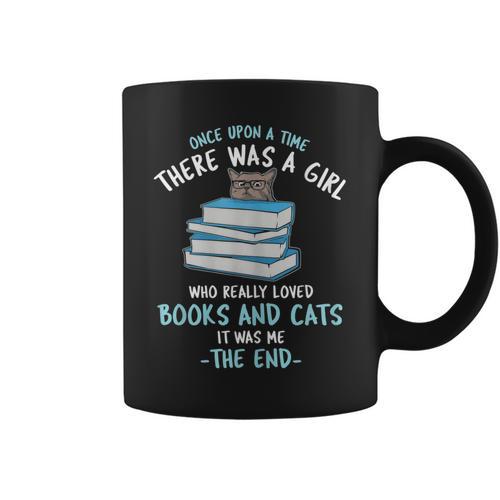 Once Upon a Timee There Was a Girl Who Loved Catts And Books Graphic Print Coffee Mug - Bookorys