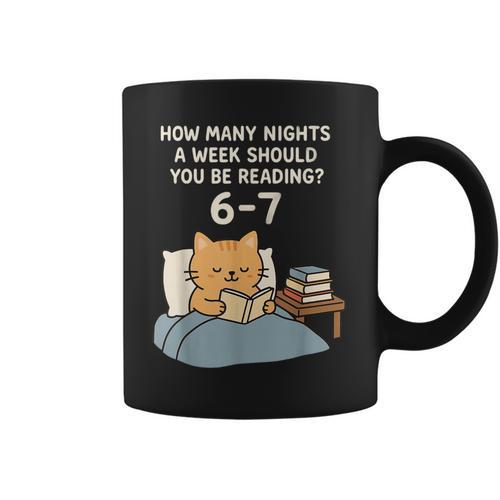 Orange Cat Reading Book 67 Six Seven Meme Graphic Print Coffee Mug - Bookorys CA