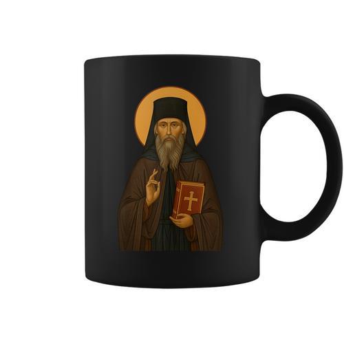 Orthodox Icon Of Seraphim Rose Holding The Holy Book Graphic Print Coffee Mug - Bookorys