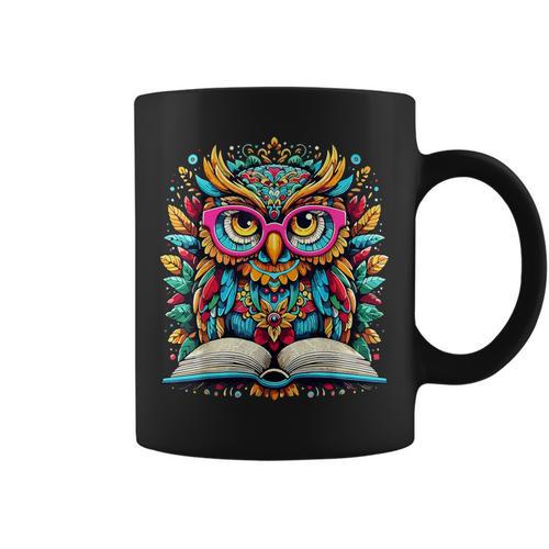 Owl With Glasses Book Lover Reading Graphic Print Coffee Mug - Bookorys DE