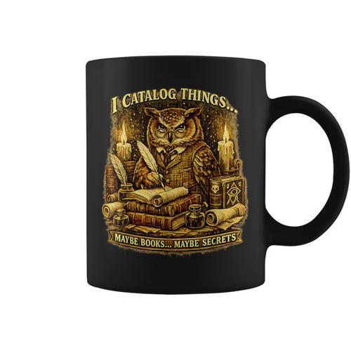 Owl Librarian Archivist Catalog Things Books Secrets Graphic Print Coffee Mug - Bookorys UK