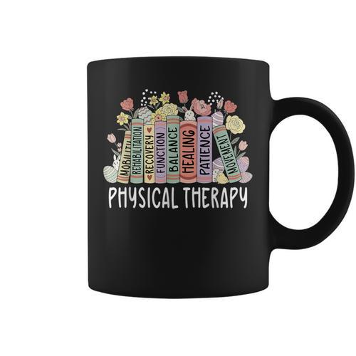 Physical Therapy Floral Book Easter PT Physical Therapist Graphic Print Coffee Mug - Bookorys