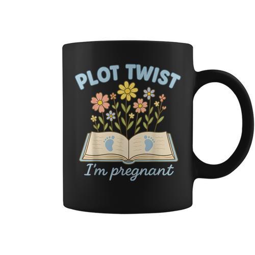 Plot Twist I'm Pregnant Literary Pregnancy Announcement Book Graphic Print Coffee Mug - Bookorys DE