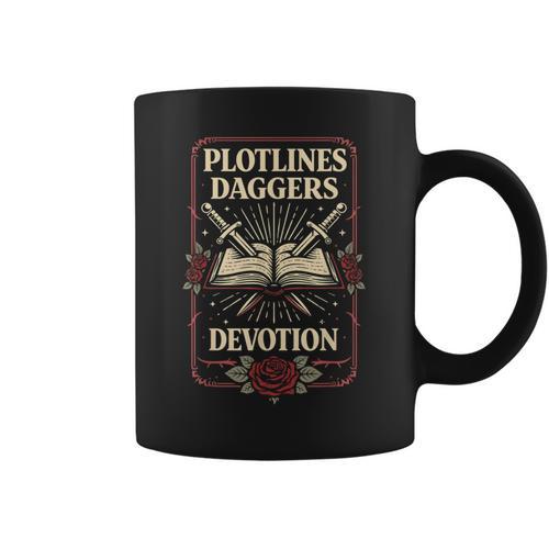 Plotlines Daggers Devotion Dark Romance Reader Book Lover Graphic Print Coffee Mug - Bookorys DE