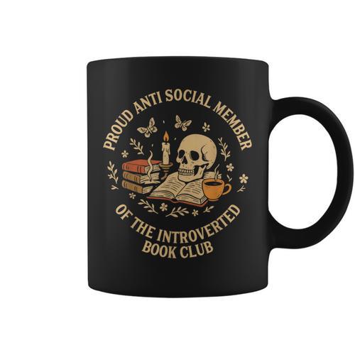 Proud Anti Social Member Of Introverted Book Club Vintage Graphic Print Coffee Mug - Bookorys