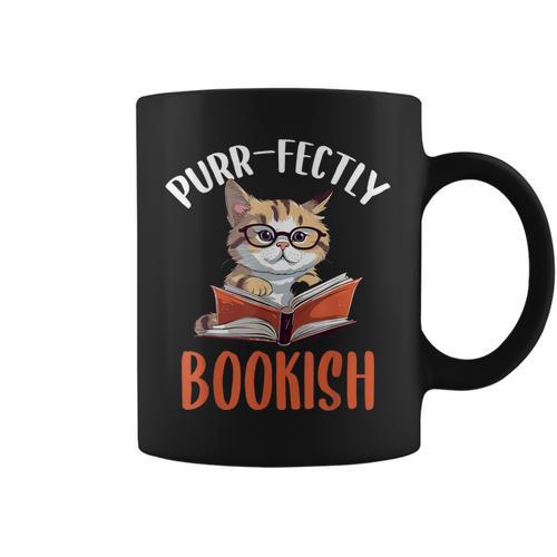 Purr-Fectly Bookish Cats And Books Graphic Print Coffee Mug - Bookorys AU