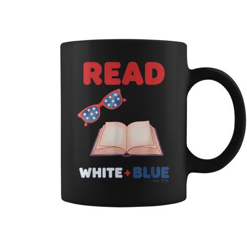 Read Blue Patriotic Book Lover Girls Independence Graphic Print Coffee Mug - Bookorys UK