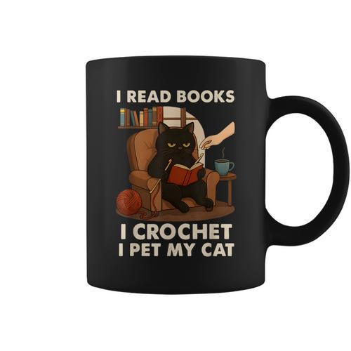 Read Books Crochet & Pet Lazy Cat Coffee Graphic Print Coffee Mug - Bookorys AU