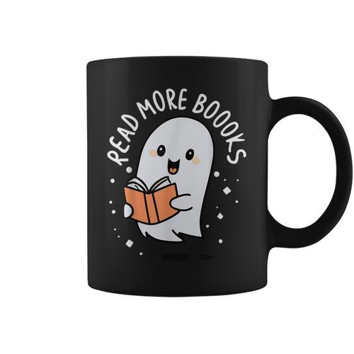 Read More Books Cute Ghost Halloween Teacher Graphic Print Coffee Mug - Bookorys