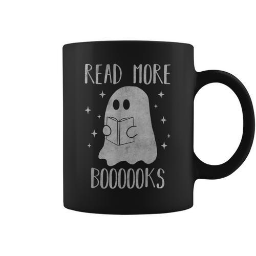 Read More Boooooks Cute Halloween Ghost Reading a Book Graphic Print Coffee Mug - Bookorys DE
