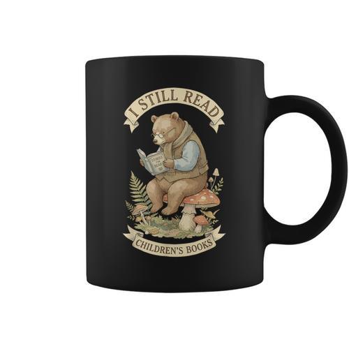 I Still Read Children's Books Cottagecore Bear Reading Graphic Print Coffee Mug - Bookorys