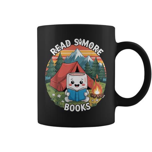 Read Smore Books Cute Marshmallow Camp Reading Library Kids Graphic Print Coffee Mug - Bookorys
