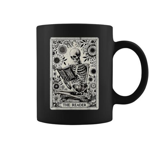 The Reader Skeleton Book Lover Tarot Card Reading Book Graphic Print Coffee Mug - Bookorys