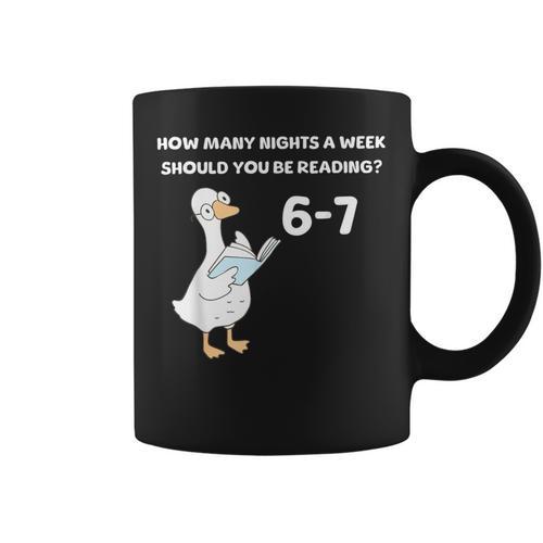 Reading 6-7 Silly Goose Read Books Bookish Bookworm Graphic Print Coffee Mug - Bookorys UK
