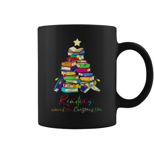 Reading Around The Christmas Tree Books Family Readers Xmas Graphic Print Coffee Mug - Bookorys