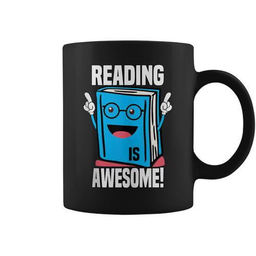 Reading Is Awesome Book Nerd Librarian Graphic Print Coffee Mug - Bookorys