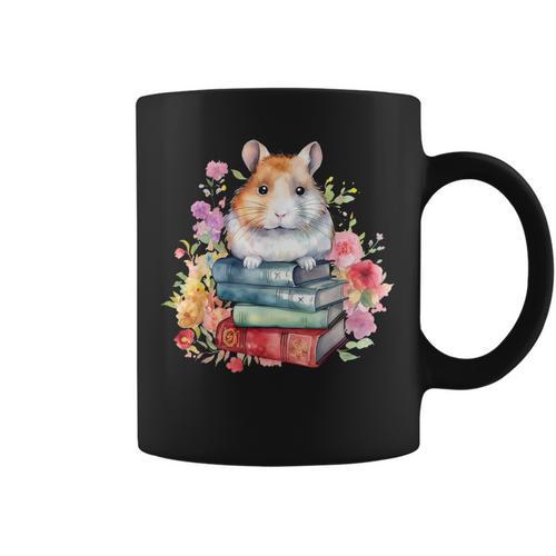Reading Books Booklover Hamster And Watercolor Books Graphic Print Coffee Mug - Bookorys AU