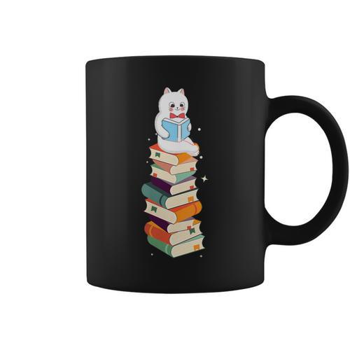 Reading Cute Cat Read Colorful Books Reader Women Men Kids Graphic Print Coffee Mug - Bookorys AU