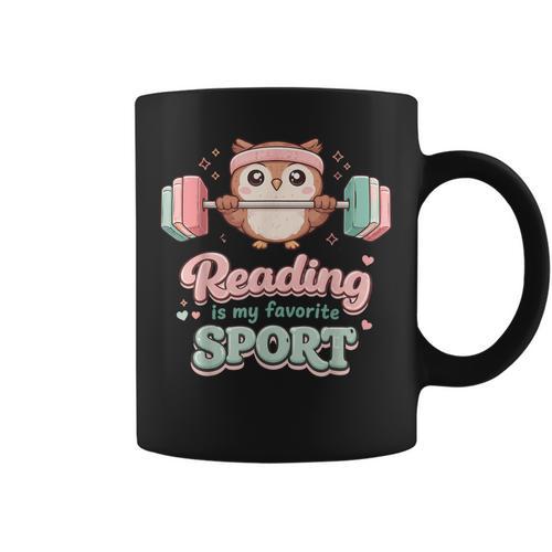Reading Is My Favorite Sport Cute Owl Book Lover Graphic Print Coffee Mug - Bookorys