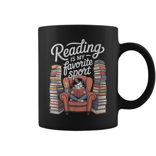 Reading Is My Favorite Sport Retro Book Lover Girl Library Graphic Print Coffee Mug - Bookorys AU
