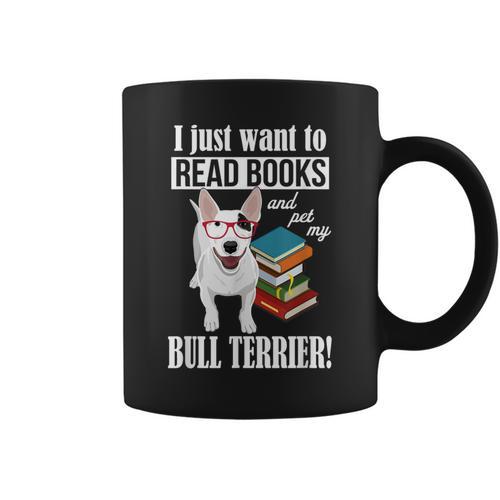 Reading Kids Cartoon Read Books Pet Bull Terrier Lover Graphic Print Coffee Mug - Bookorys AU