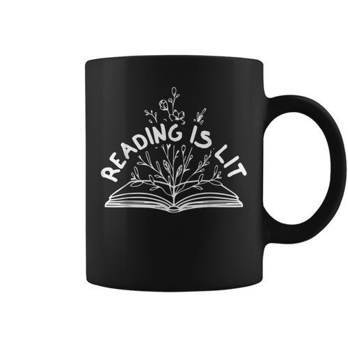 Reading Is Lit Book Lover Reading Teacher Men Women Kids Graphic Print Coffee Mug - Bookorys